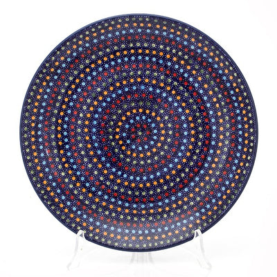 Talerz obiadowy 26 cm IZ20 granatowy w kolorowe kropki
